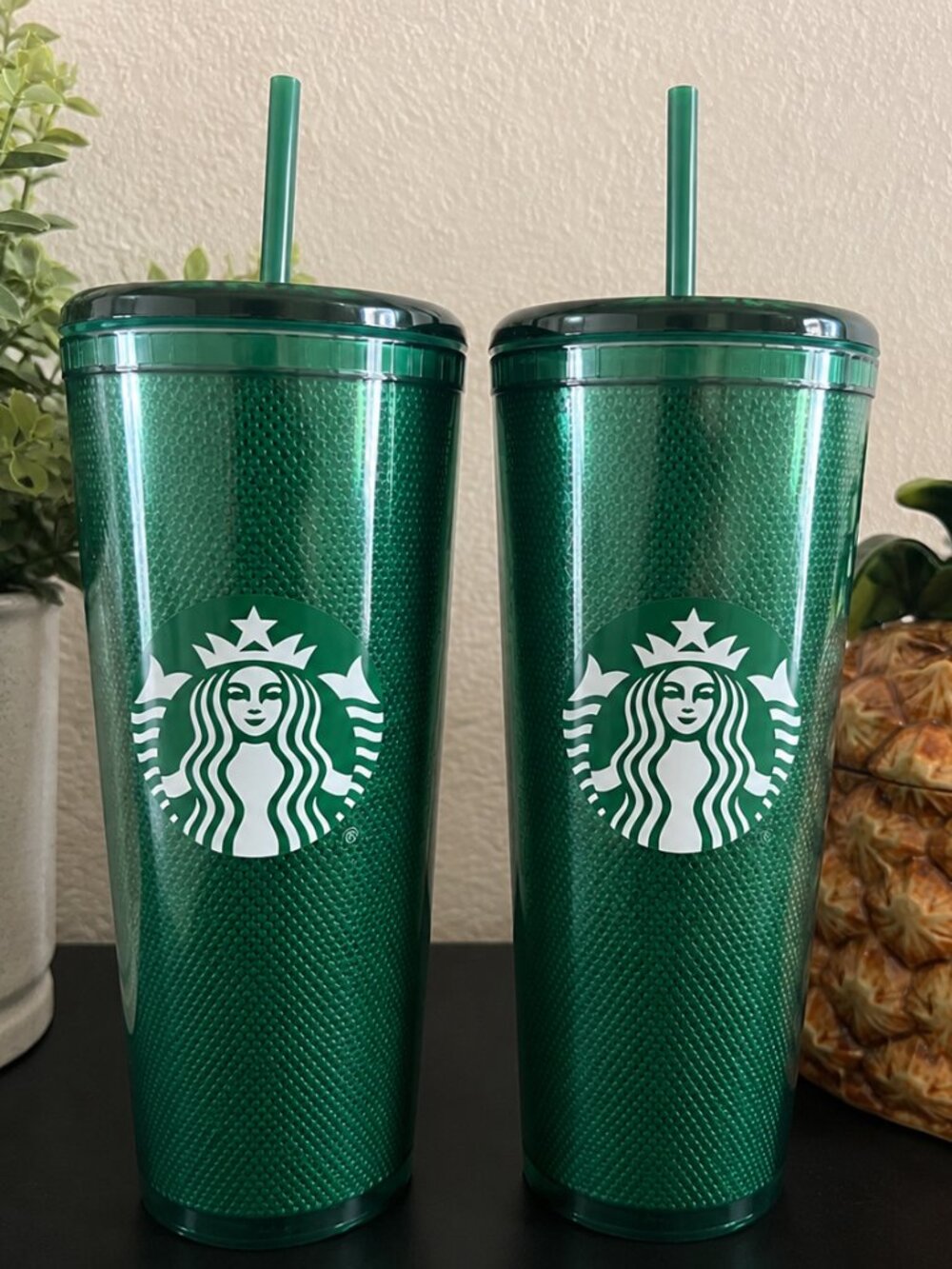Starbucks Green Cold Cup Tumblers with Straws – New Set of 2